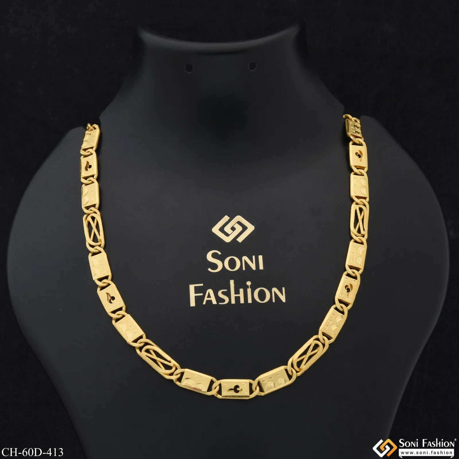 1 Gram Gold Plated  Sophisticated Design Nawabi Chain for Men - Style D413