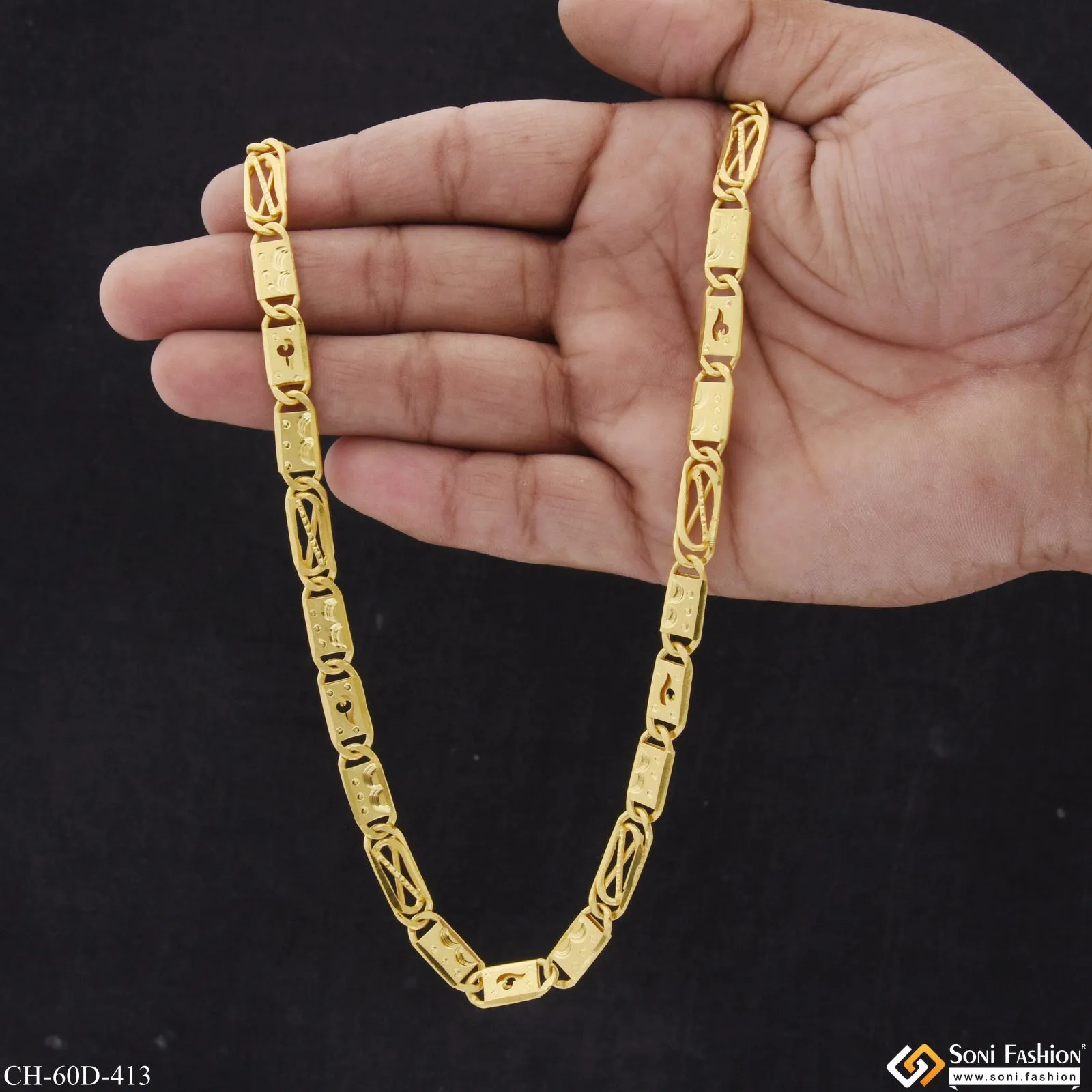 1 Gram Gold Plated  Sophisticated Design Nawabi Chain for Men - Style D413