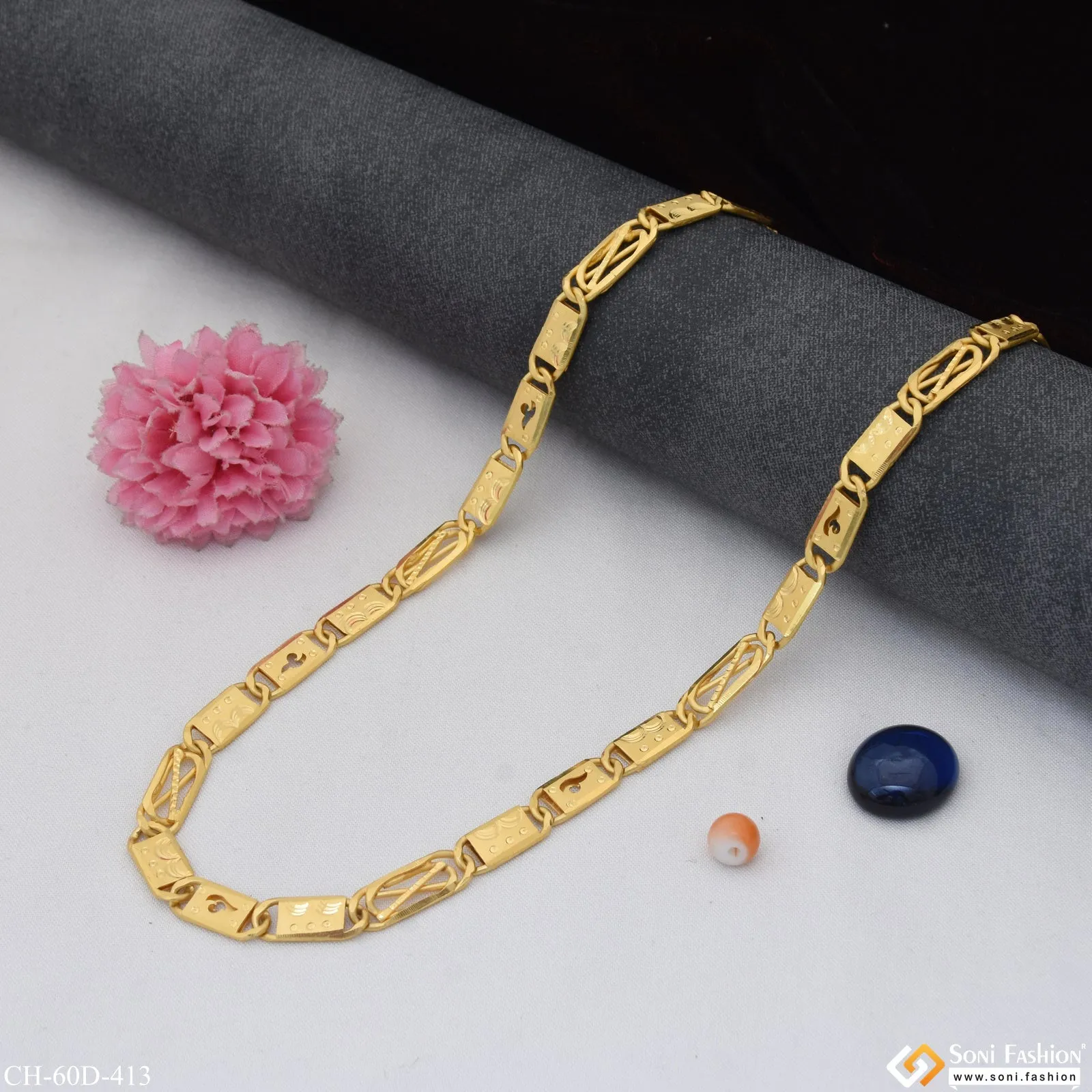 1 Gram Gold Plated  Sophisticated Design Nawabi Chain for Men - Style D413