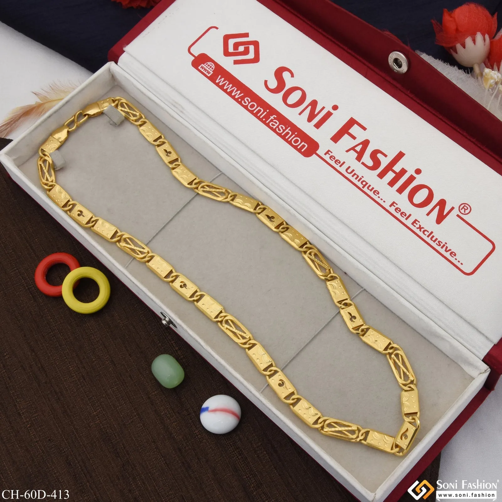 1 Gram Gold Plated  Sophisticated Design Nawabi Chain for Men - Style D413
