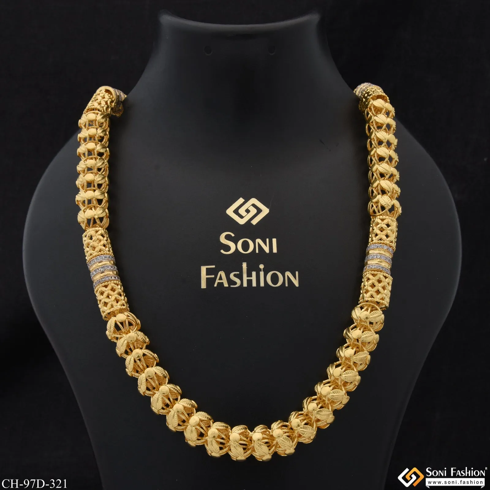 1 Gram Gold Plated Sophisticated Design Rajwadi Chain for Men - Style D321