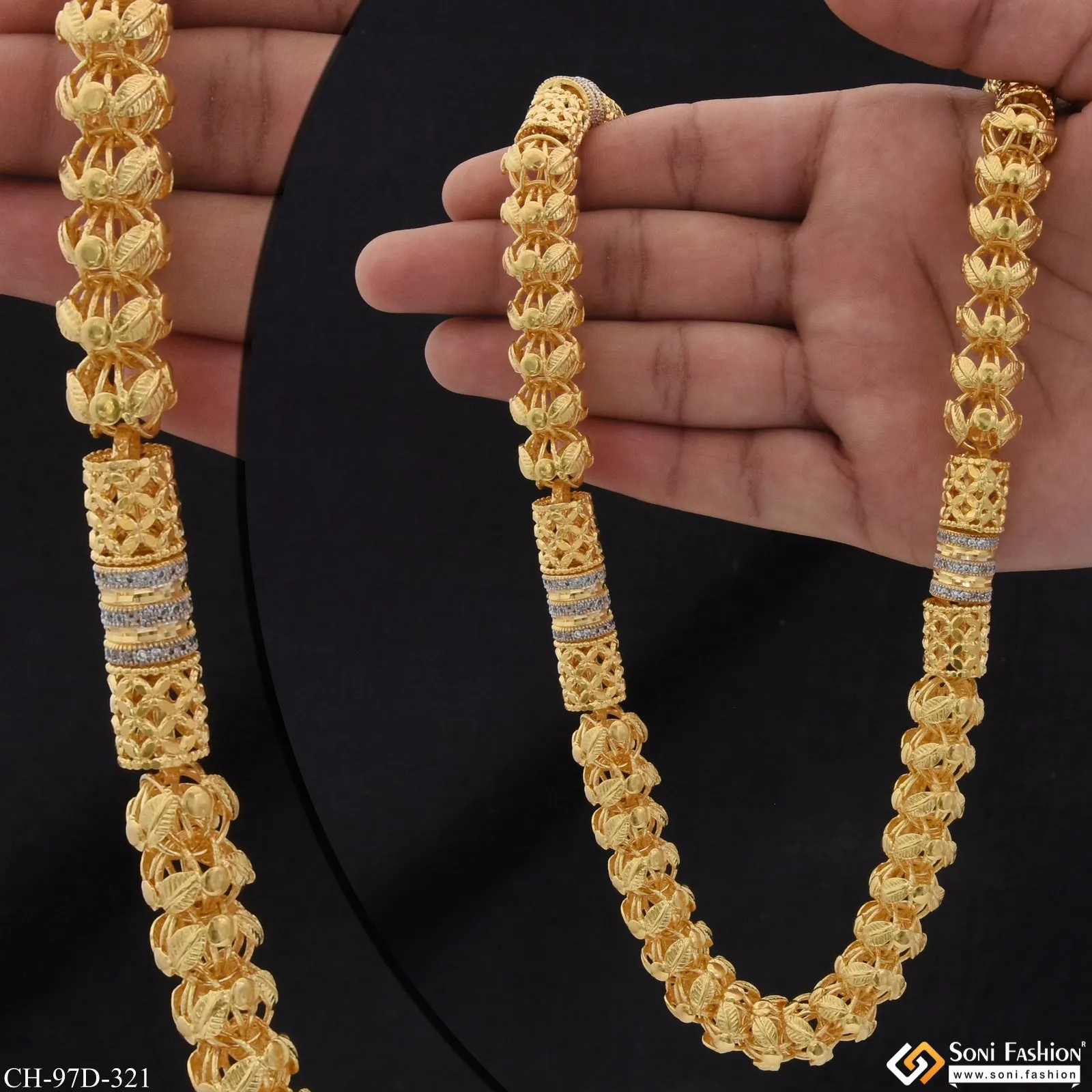 1 Gram Gold Plated Sophisticated Design Rajwadi Chain for Men - Style D321