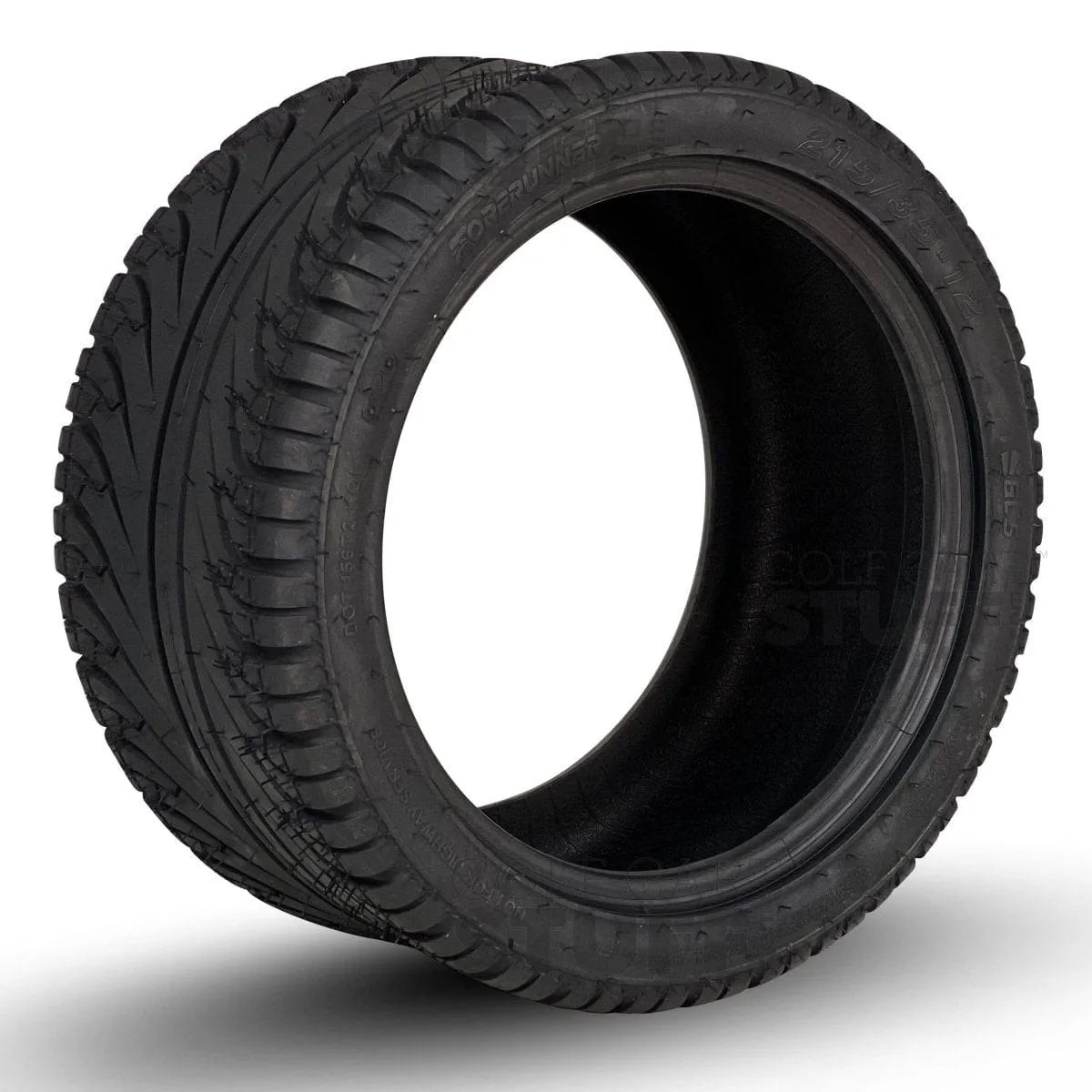 12" Godfather Gloss Black Golf Cart Wheels and DOT Approved Street Turf Tires Combo - Set of 4