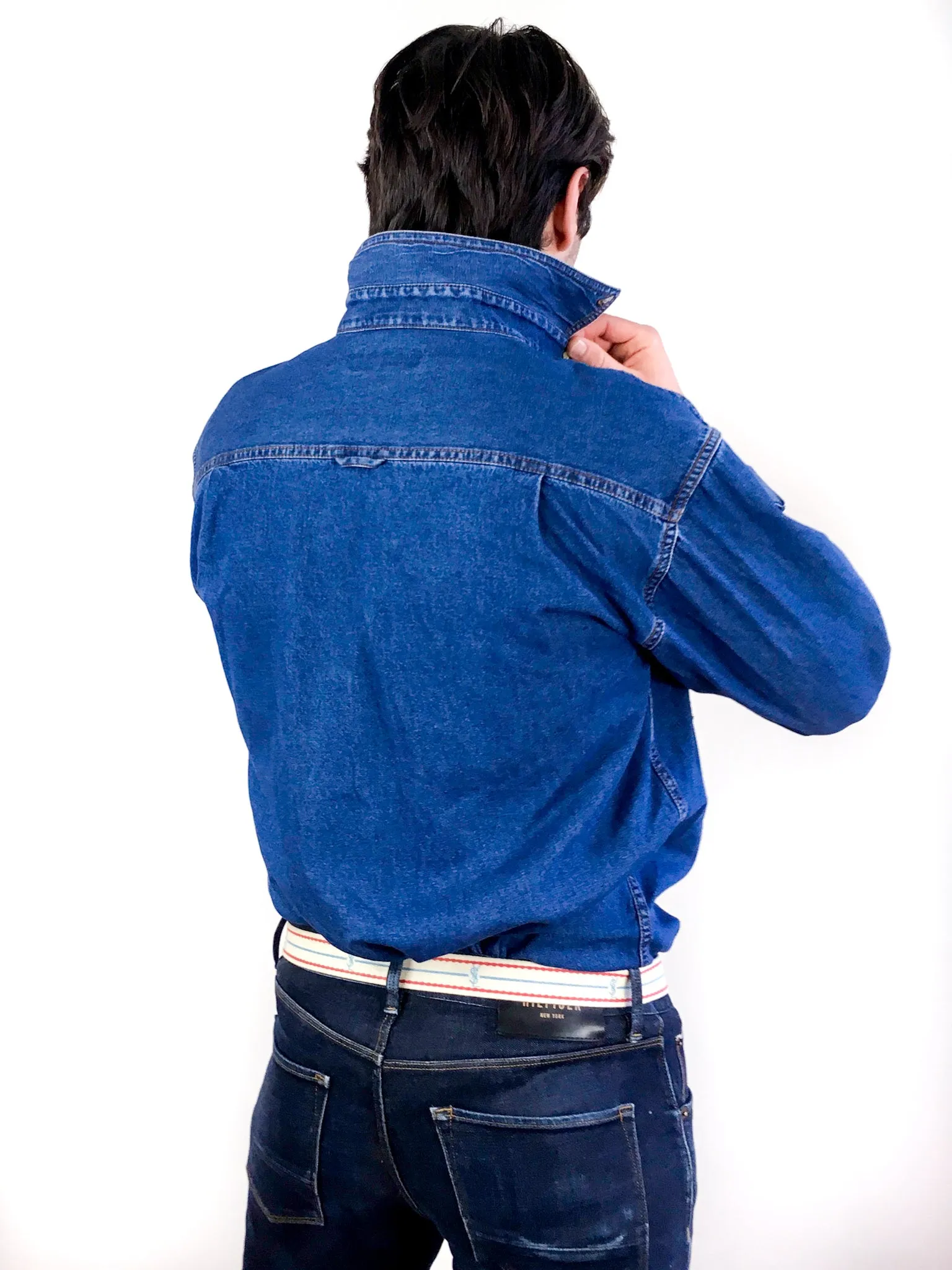 90s vintage blue denim shirt, 100% cotton