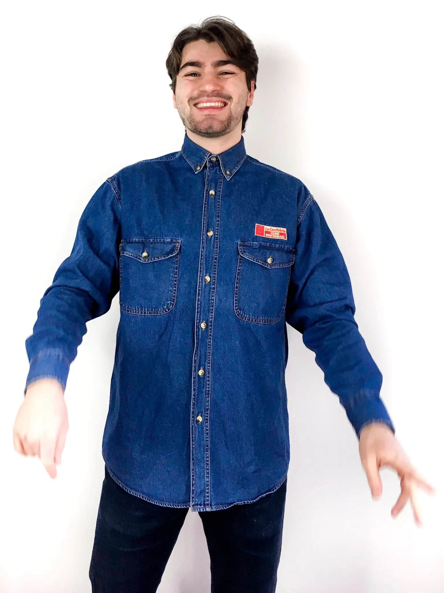 90s vintage blue denim shirt, 100% cotton