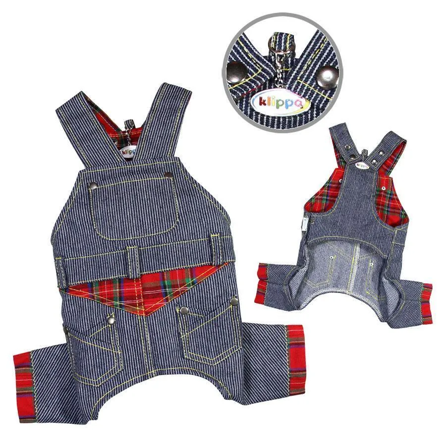 Adorable Stripy Denim Dog Overall