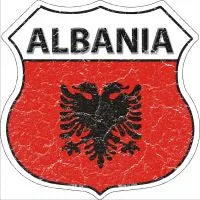 Albania Flag Highway Shield Novelty Metal Magnet HSM-164
