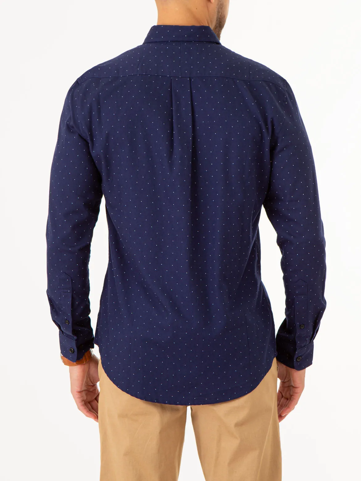 ALLOVER PIN DOT LONG SLEEVE SHIRT WITH POCKET