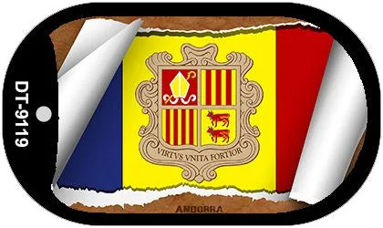 Andorra Flag Scroll Metal Novelty Dog Tag Necklace DT-9119