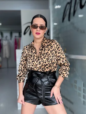 Animal Print Crop Shirt