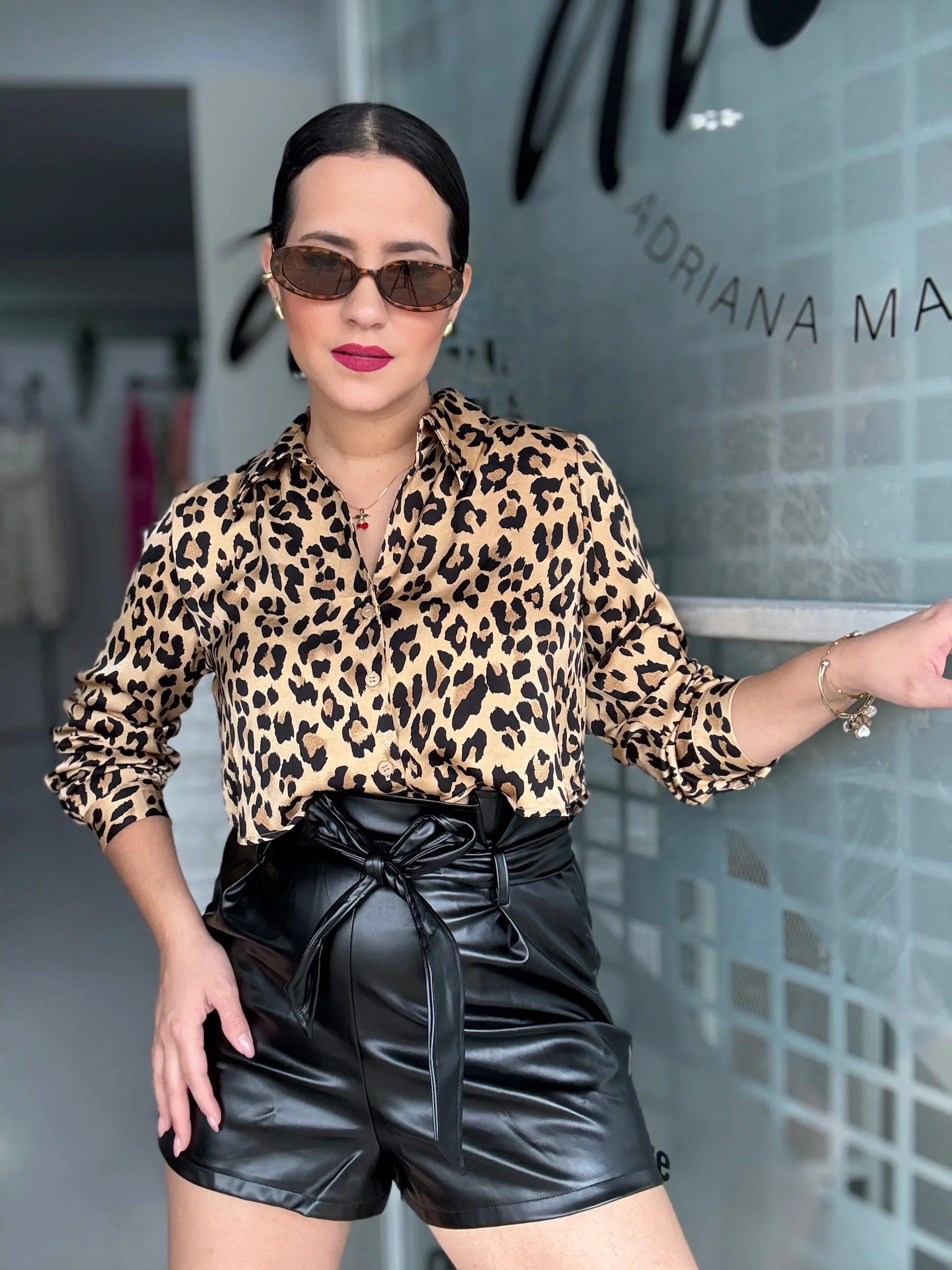Animal Print Crop Shirt