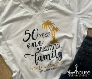Anniversary Trip Palm Tree Shirt, One Beautiful Family, Any Year Custom, Personalized
