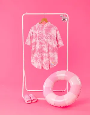 Barbie Girls Pink Tie Dye Towel Poncho Beach Cover Up