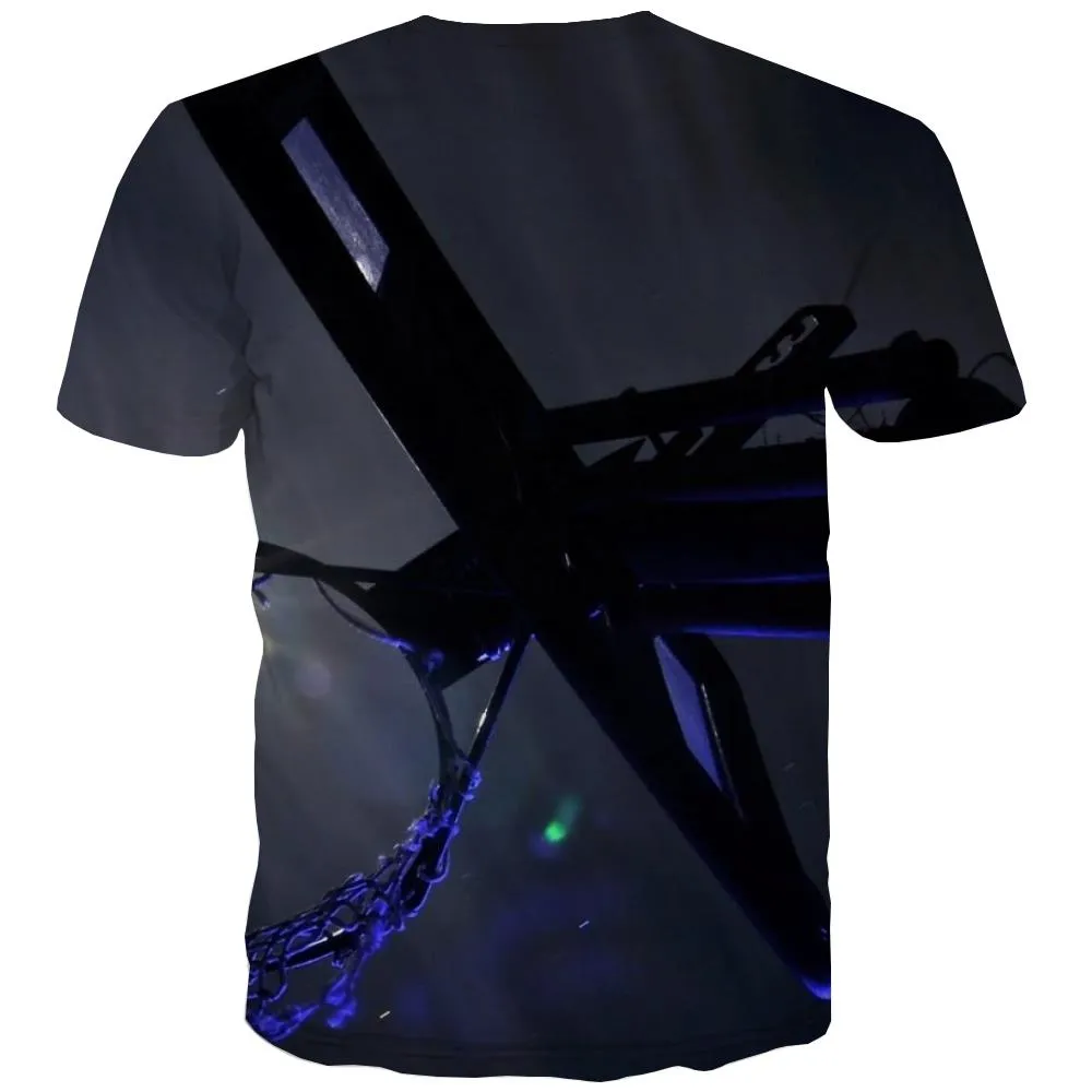 Basketball T-shirt Men Night View T-shirts 3d Galaxy T-shirts Graphic City Shirt Print