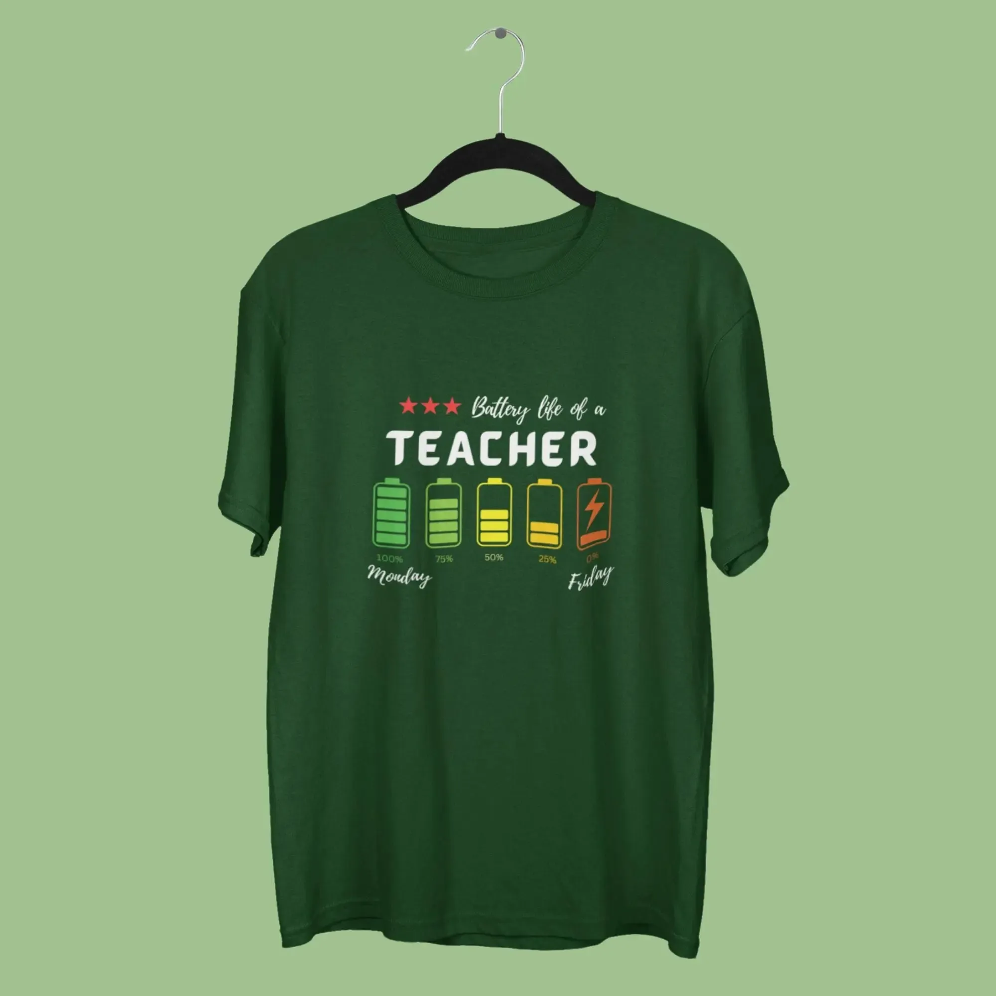 Battery is of a teacher half sleeves classic t-shirt