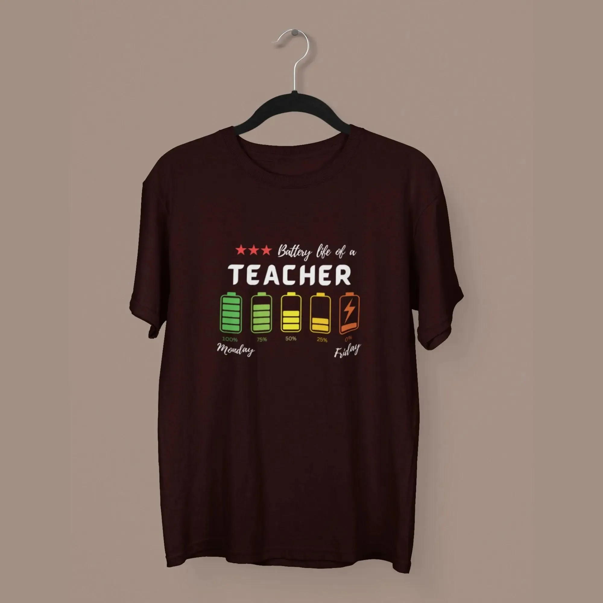 Battery is of a teacher half sleeves classic t-shirt