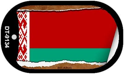 Belarus Flag Scroll Metal Novelty Dog Tag Necklace DT-9134