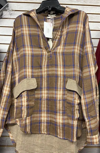 Betty Brown/Navy Plaid Shirt