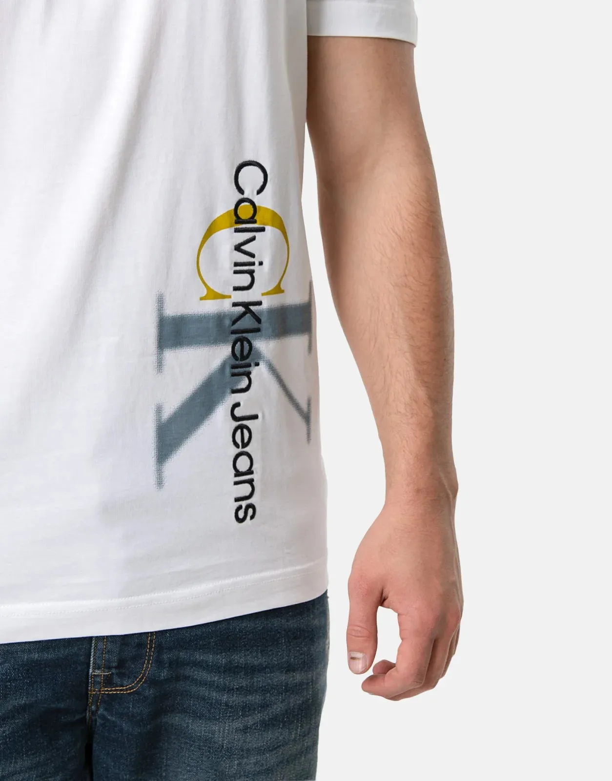 Calvin Klein Two Tone Monologo T-Shirt White
