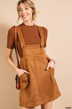 Camel Sueded Overall Skirt