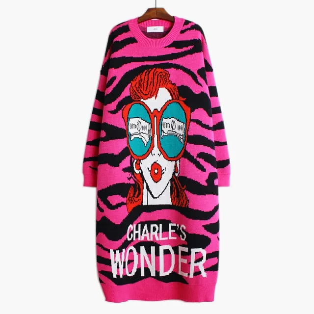 'Charle's Wonder' Zebra Print Jumper Dress
