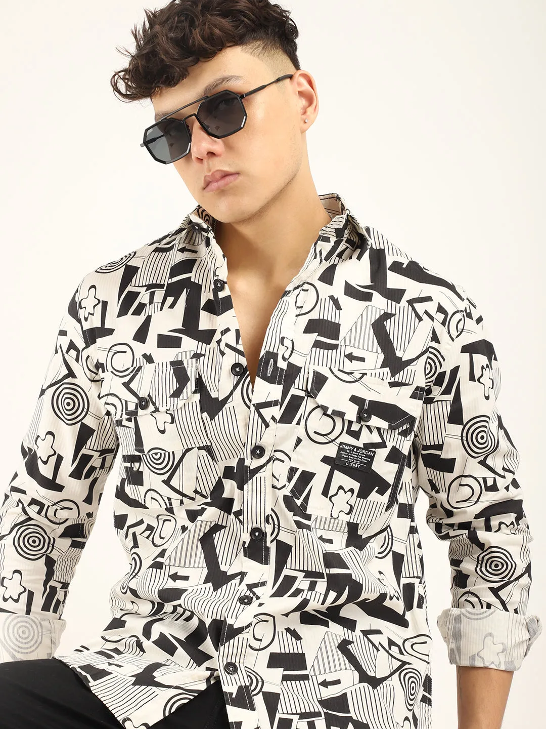 Chess Codd Black Combine Print Full Sleeve Shirt