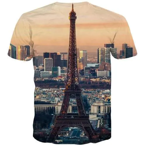 City T shirts Men Tower T-shirts Graphic Sky Tshirts Novelty Harajuku Tshirt Printed Gothic Shirt Print Short Sleeve Punk Rock