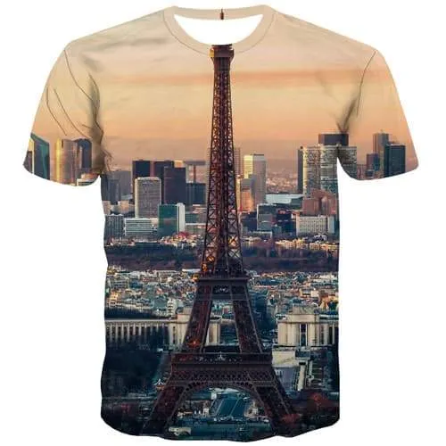 City T shirts Men Tower T-shirts Graphic Sky Tshirts Novelty Harajuku Tshirt Printed Gothic Shirt Print Short Sleeve Punk Rock