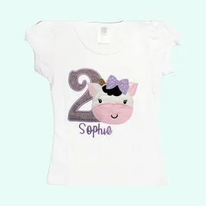 Cow Birthday Shirt for girls Cow Personalized Shirt. Toddler Girl Shirt. Embroider Personalized Shirt