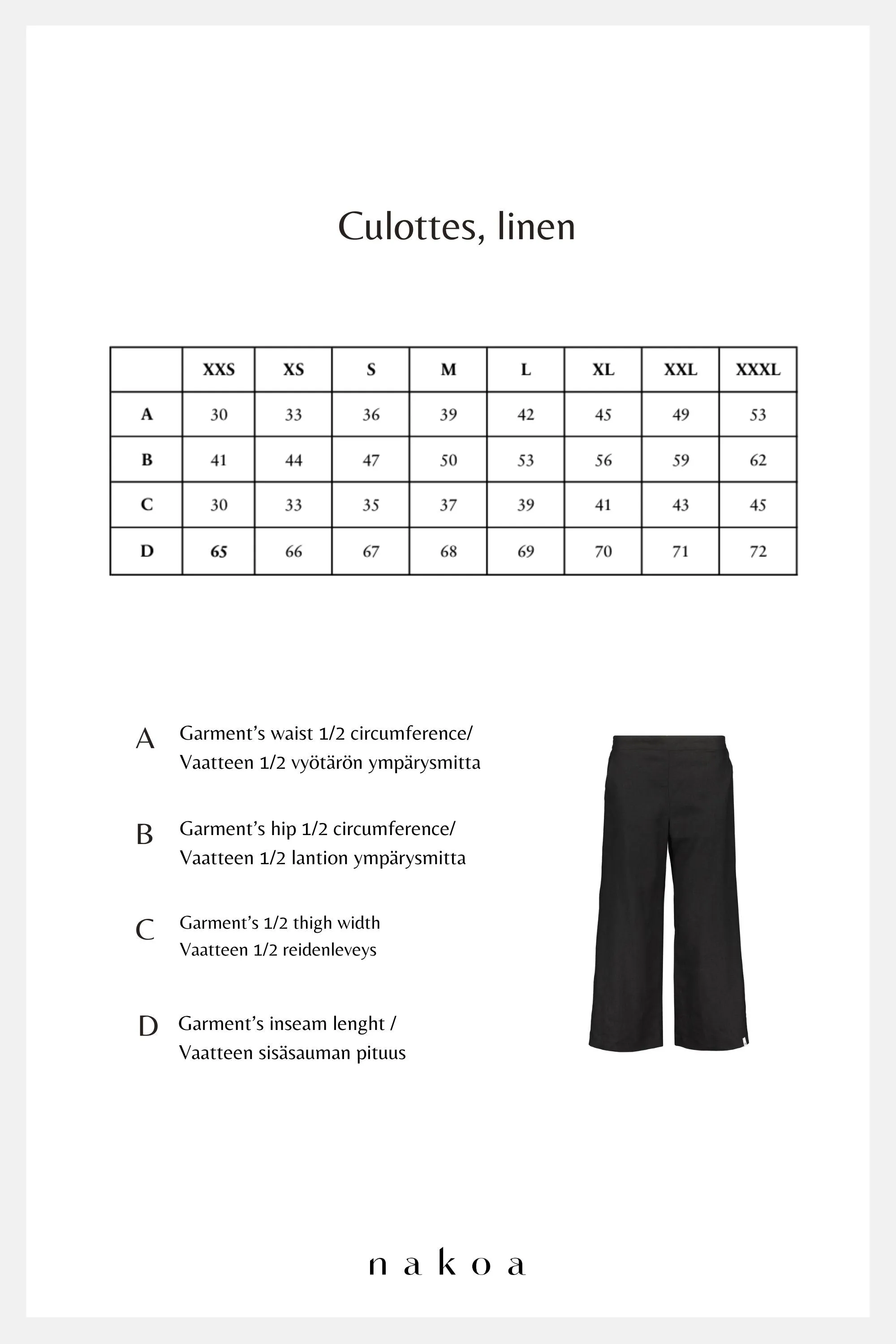 Culottes pellavahousut, Stonewashed Marina Blue
