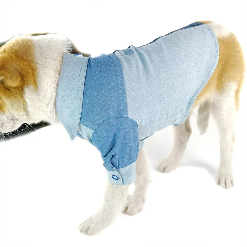Fashionable Blue Jean Style Button Summer Dog Shirt