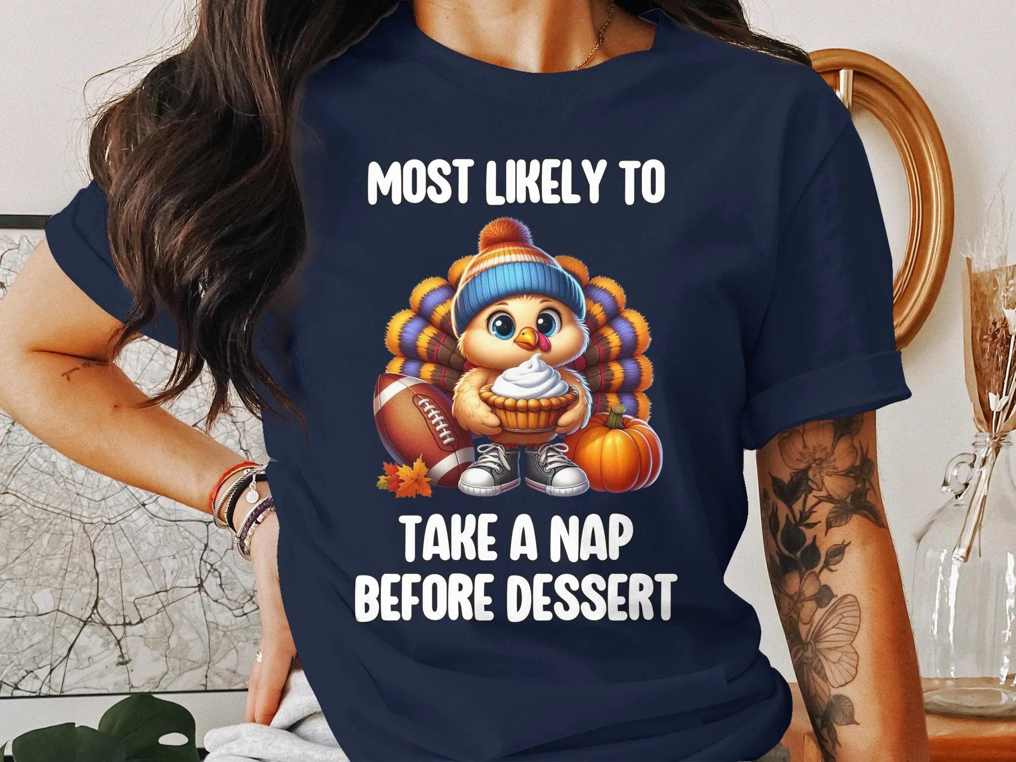 Funny Turkey Thanksgiving T-Shirt, Most Likely To Take a Nap Before Dessert, Cute Fall Turkey Tee, Festive Holiday Shirt