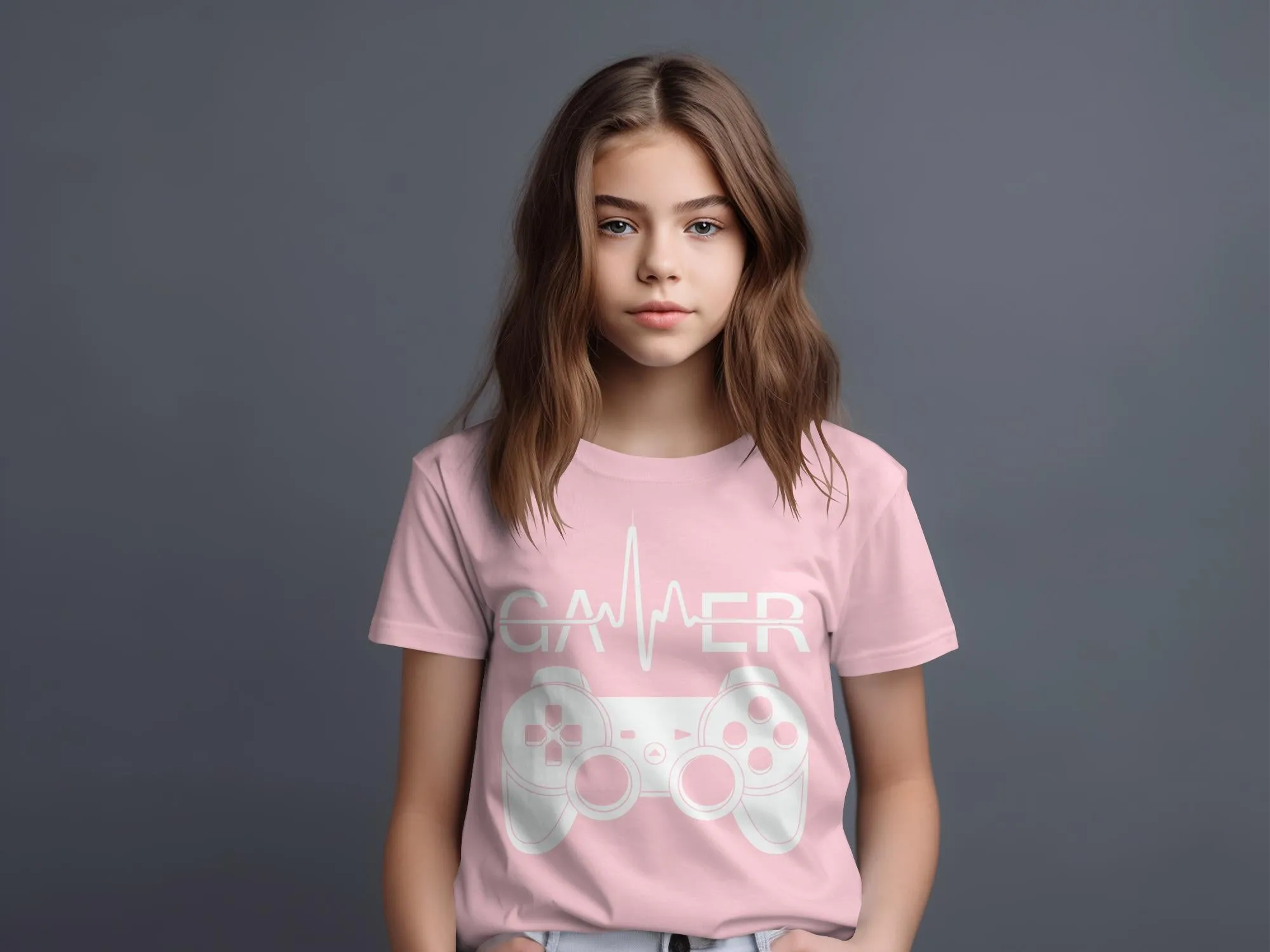 Gamer Controller Heartbeat Design Boys Girls T-Shirt