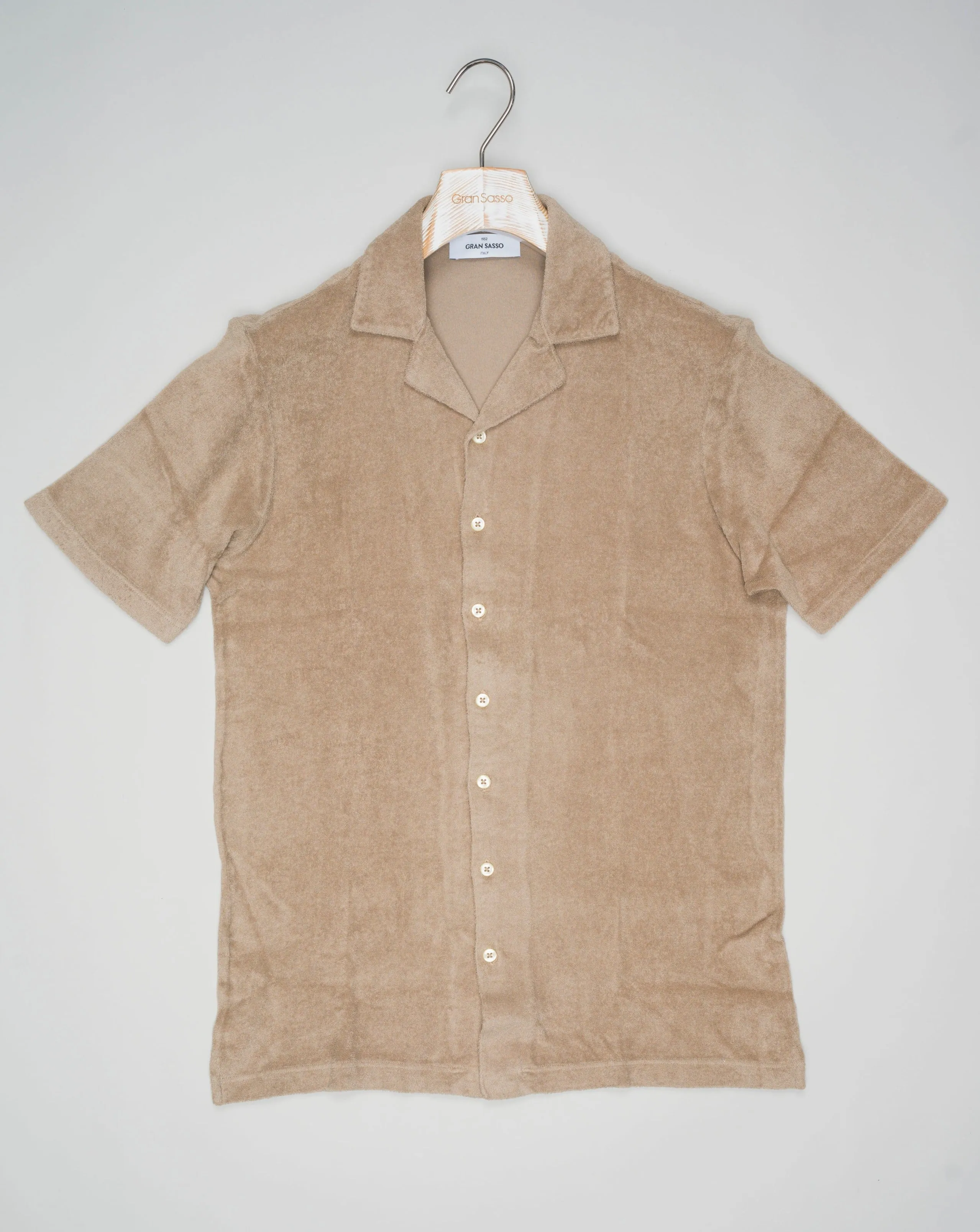 Gran Sasso Sponge Camp Collar Shirt / Light Brown