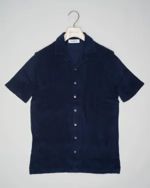 Gran Sasso Sponge Camp Collar Shirt / Navy