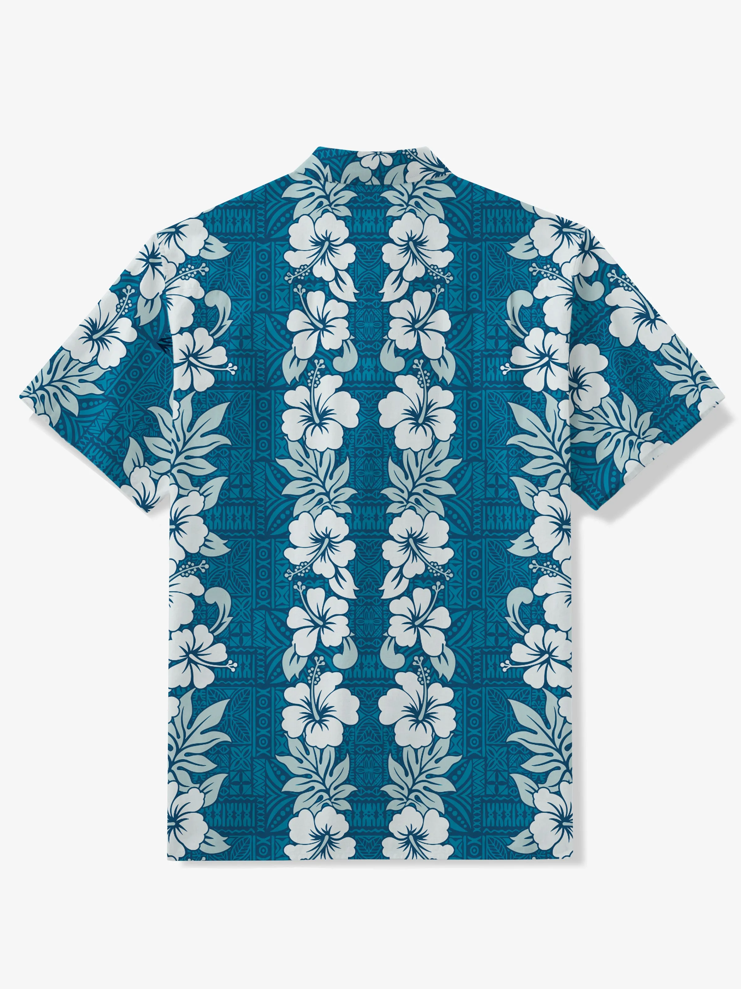 Hibiscus Blossom Print Cotton Camp Shirt