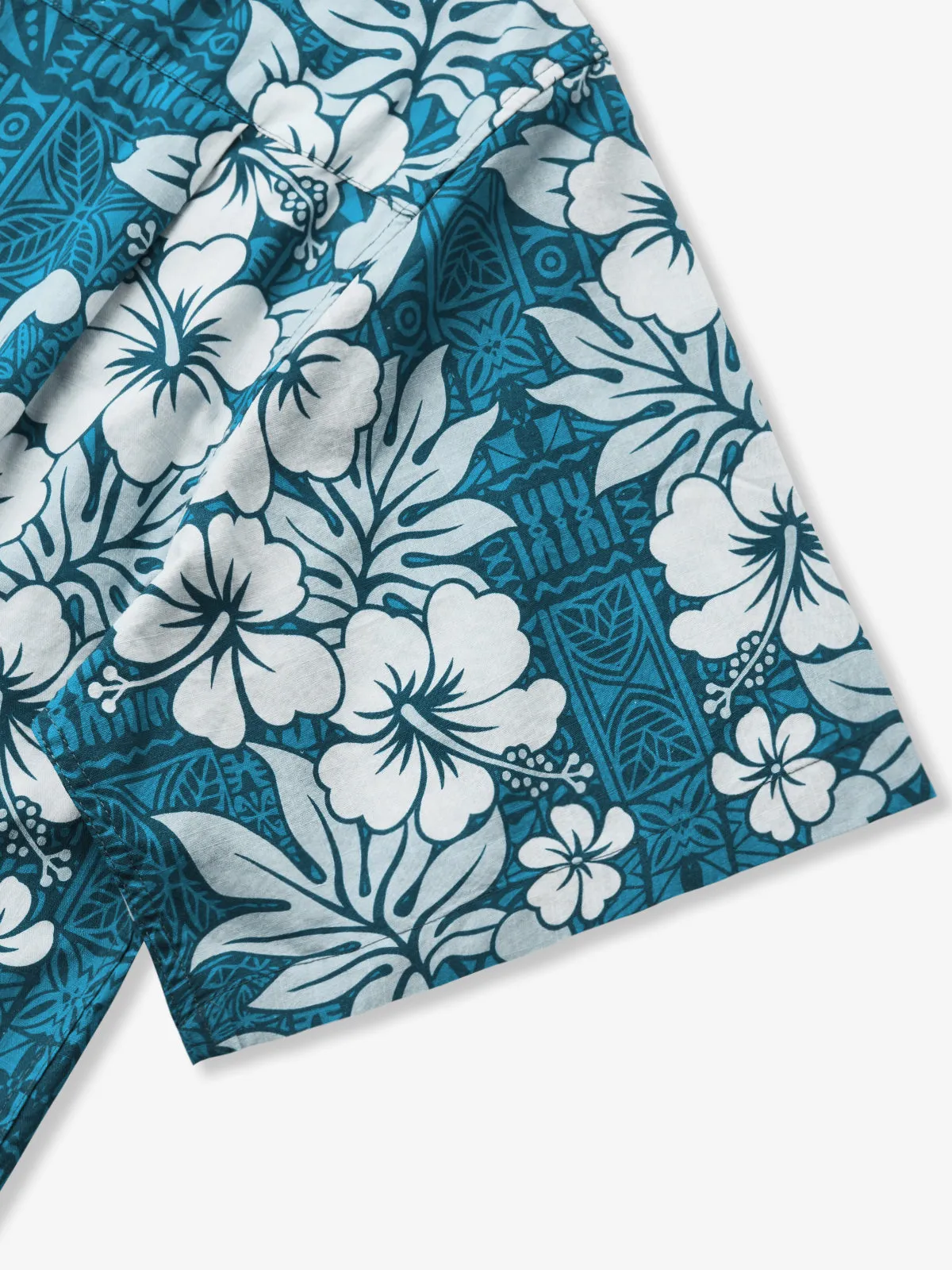 Hibiscus Blossom Print Cotton Camp Shirt