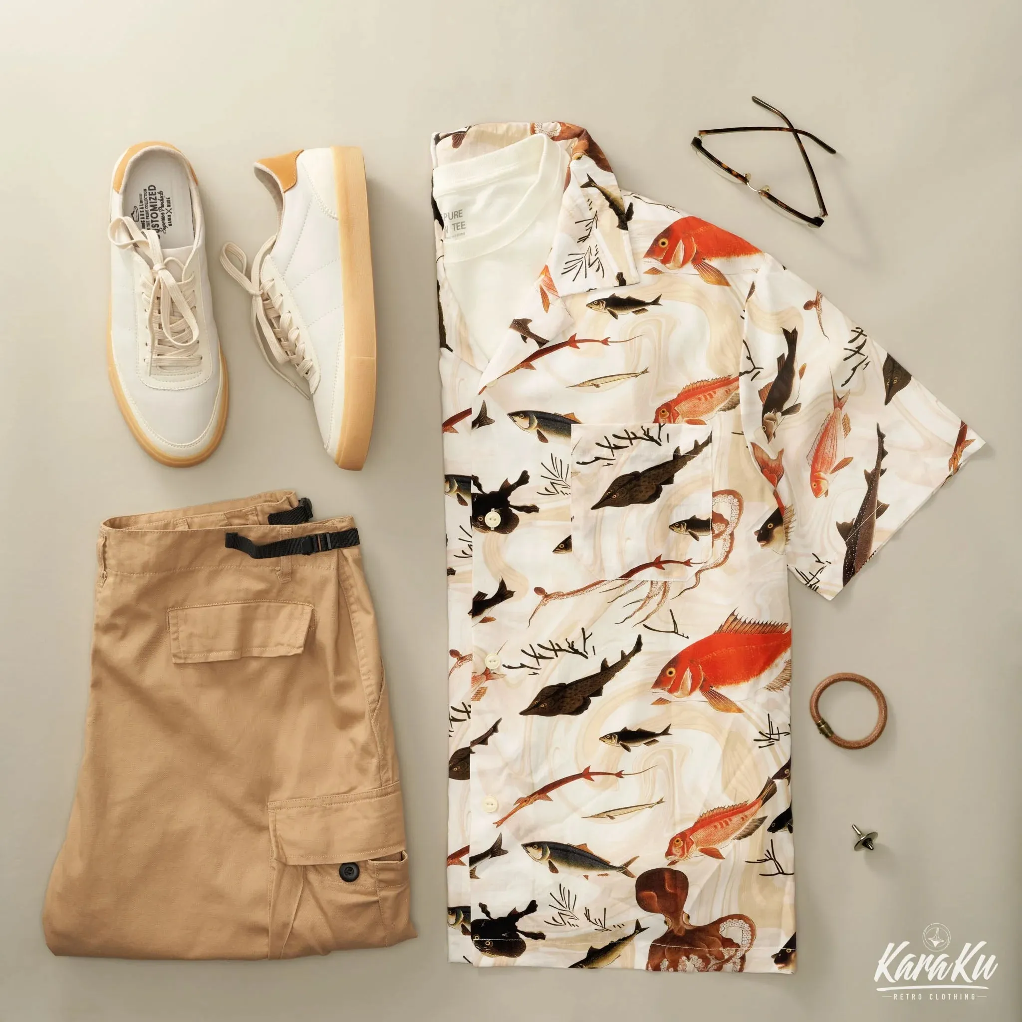 Illustrations Octopus Cotton Camp Shirt