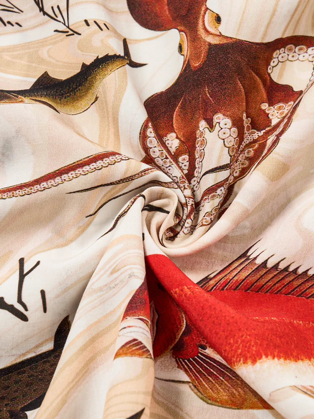 Illustrations Octopus Cotton Camp Shirt