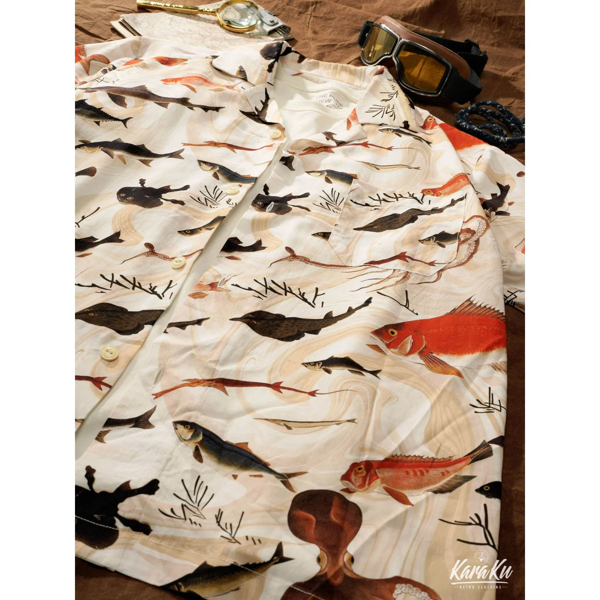 Illustrations Octopus Cotton Camp Shirt