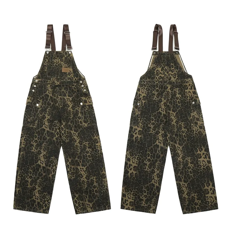Jusho Leopard Print Buttoned Overall