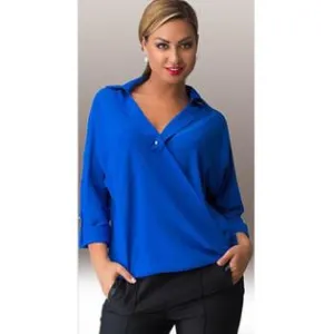 Ketty More Women Collar Neck Folded Cuff Casual Shirt-KMWSB745