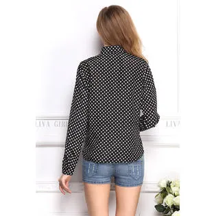 Ketty More Women's Long Sleeves Polka Dots Shirt-KMWSB727