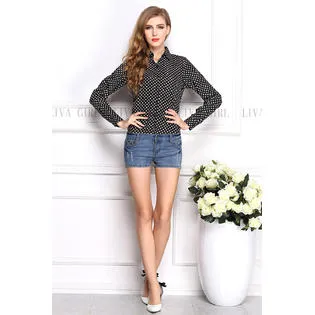 Ketty More Women's Long Sleeves Polka Dots Shirt-KMWSB727