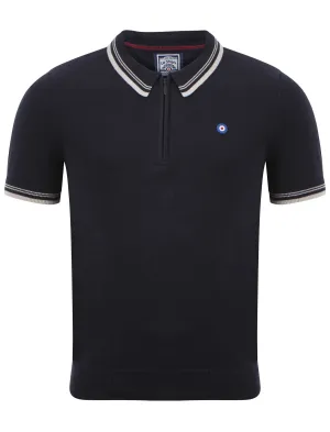 Le Shark Parker navy knitted polo shirt