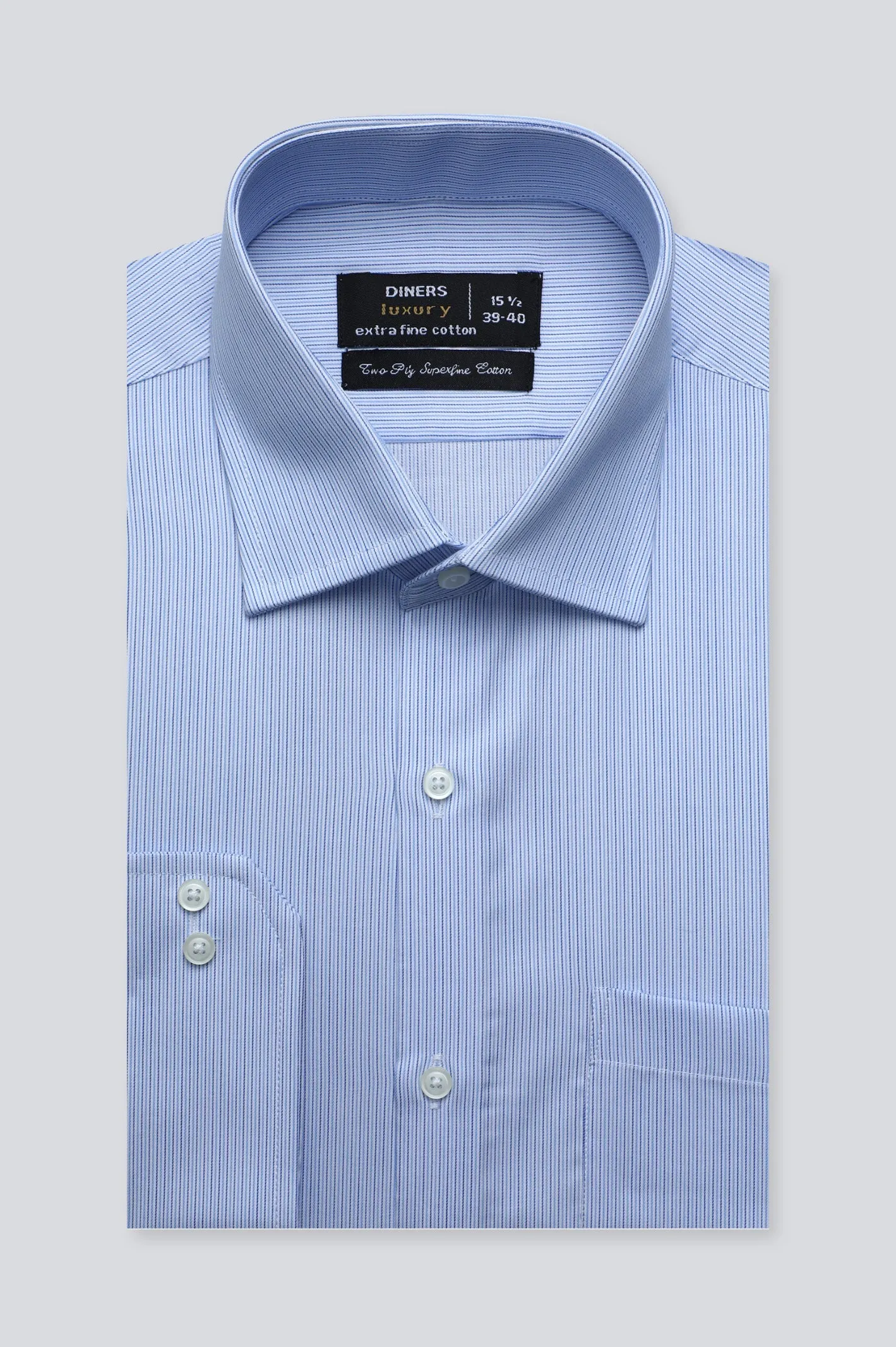 Light Blue Hairline Stripe Formal Shirt