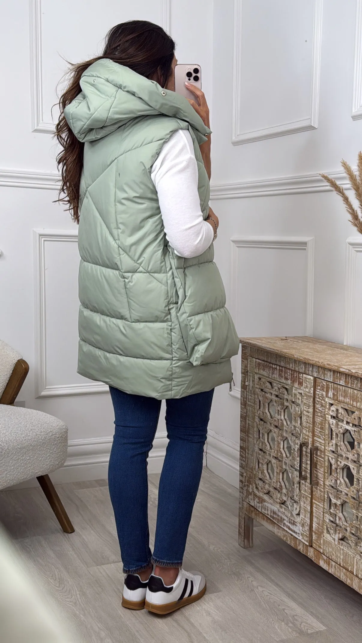Liva Sage Layered Puffer Gilet