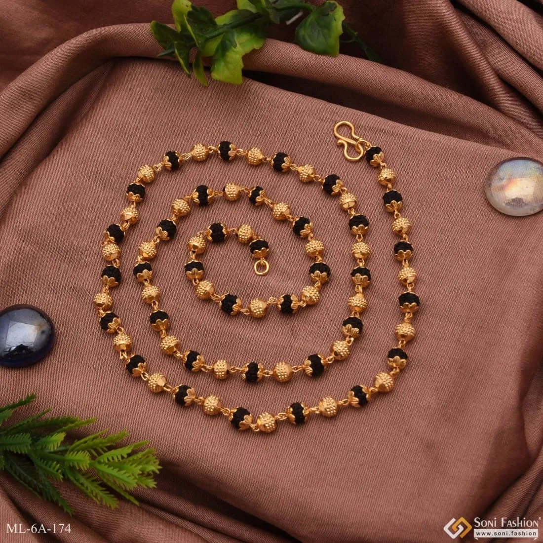 Mala with Golden Ball Sophisticated Design Gold Plated Mala for Men - Style A174