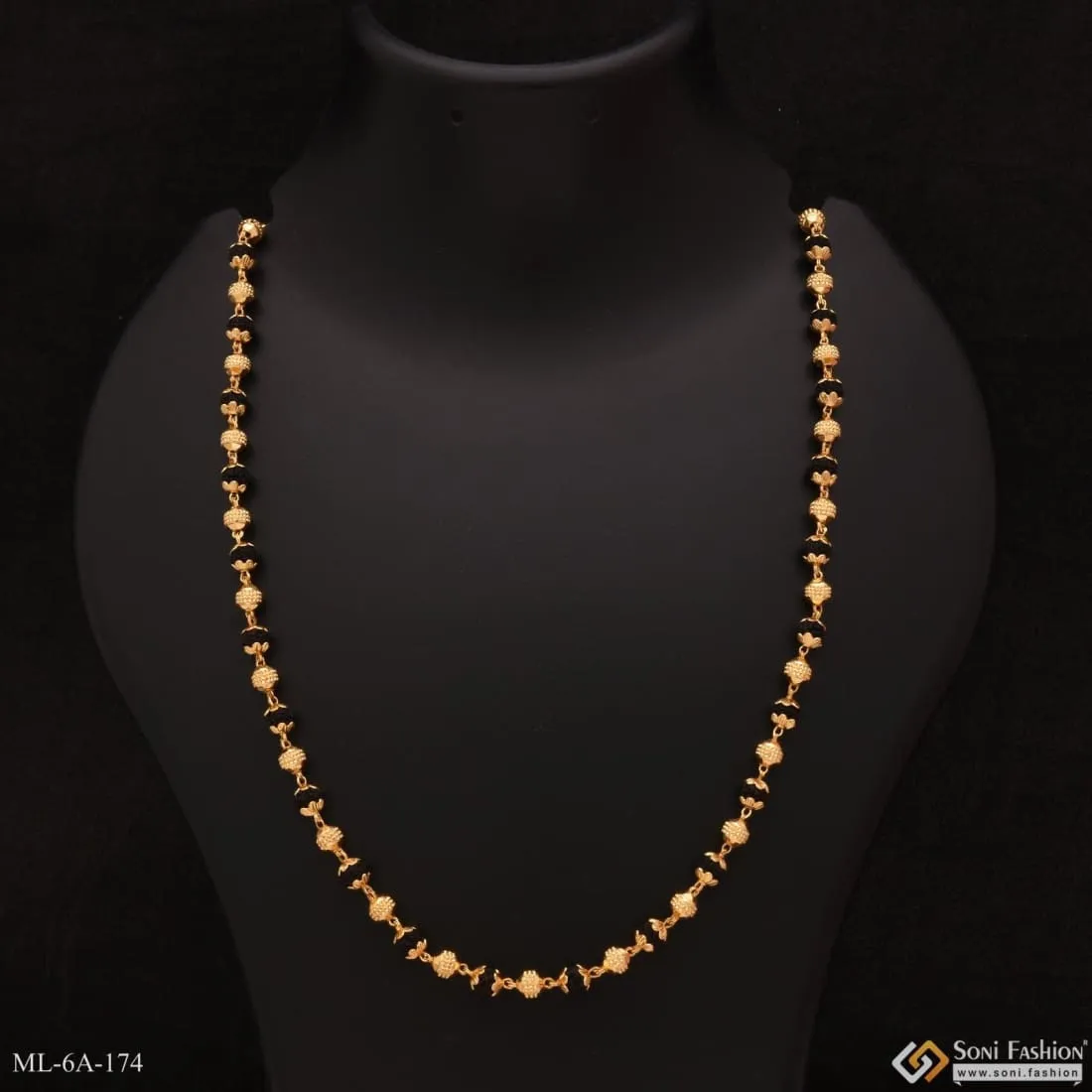 Mala with Golden Ball Sophisticated Design Gold Plated Mala for Men - Style A174