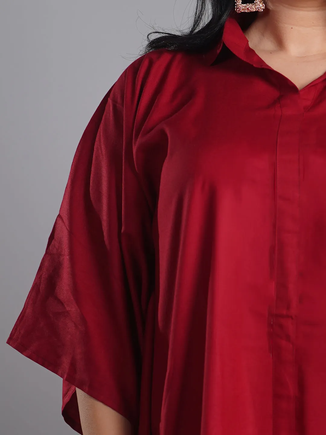 Maroon Rayon ShirtKurta - KesariyaBloom
